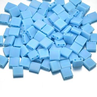 10g Miyuki Full Tila Seed Beads 5x5mm, Matte Rainbow Robin's Egg Blue (TL-413FR)