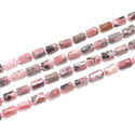 Natural Pink Argentina Rhodonite Gemstone Faceted Tube Beads, 12x7mm, Hole ID 1mm, 15 Inch/1 Strand, GZ8-16