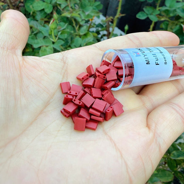10g Miyuki Full Tila Square Seed Beads 5x5mm, Opaque Matte Red (TL-2040)