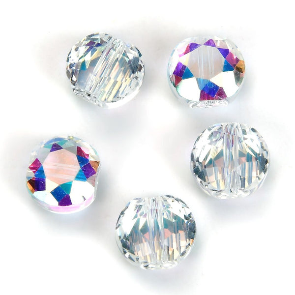25pcs Adabele Austrian Faceted Flat Round Coin Crystal Beads #5052, Clear AB, 8mm, Hole ID 1mm, SSMR802