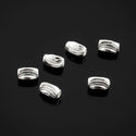 200pcs Small Corrugated Oval Beads, Sterling Silver Plated Brass, 7mm, Hole ID 1.2mm, CF124