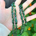 Natural Green Diopside Gemstone Oval Tumbled Pebble Beads, Irregular, 7mm to 12mm, Hole ID 1mm, 15 Inch/1 Strand, GZ12-10
