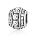 1pc 925 Sterling Silver Round April Birthstone Bead Charm, Diamond Clear Cubic Zirconia CZ, 10x8mm, Hole ID 4.5mm, EC1-F4
