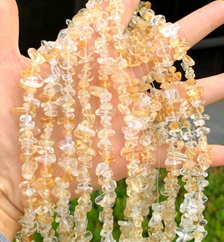 Natural Light Yellow Citrine Crystal Gemstones Chip Beads, Free Form, 5mm-8mm, Hole ID 1mm, 1 Strand/31 Inch, GZ1-31