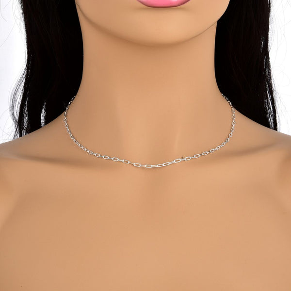 1pc 925 Sterling Silver Paperclip Cable Link Chain Necklace, 2.5mm, Strong, Length Selections: 18/20/22/24/26 inch