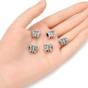 20pcs Butterfly Symbol of transformation Large Hole Beads, Hole ID 4.5mm, Antique Silver, Zinc Alloy Metal, MEC-A3