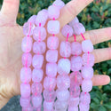 Natural Pink Rose Quartz Pink Crystal Gemstone Tumbled Nugget Beads, Irregular, 10mm-13mm, Hole ID 1mm, 1 Strand/15 Inch, GZ4-1