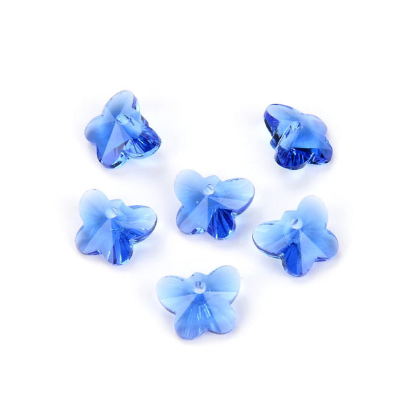 20pcs Creative Club Butterfly Crystal Glass Pendant Drop Beads, December Light Blue Birthstone, 10mm, Hole ID 1mm, CCM-14