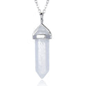 1pc Natural White Quartz Clear Crystal Gemstone Pendant Necklace, 18 Inch Surgical Stainless Steel Chain, GGP-C5