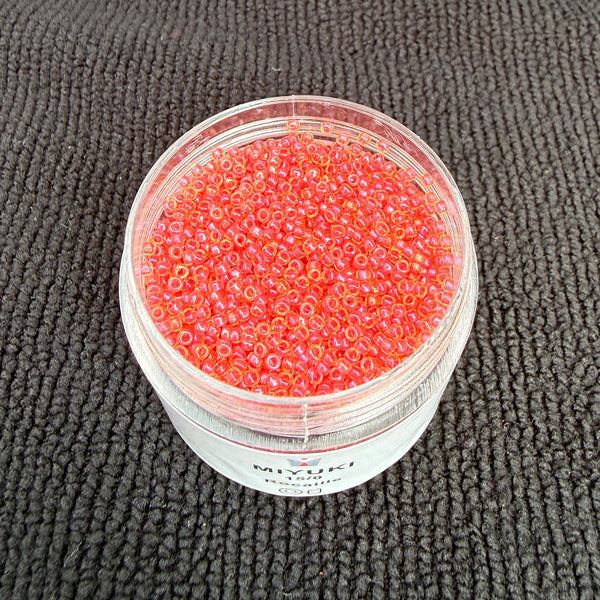 25g Miyuki Rocaille 15/0 Seed Bead Light Cranberry-lined Luster Topaz RR363