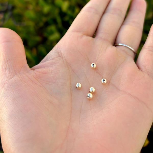 20pcs Real 1/20 14K Gold Filled Seamless Tiny Small Round Beads, 4mm, Hole ID 1mm, JK2-A4