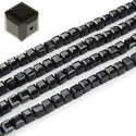 100pcs Creative Club Faceted Cube Crystal Glass Beads, Jet Black, 8mm, Hole ID 1mm, CCC823