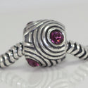 1pc Sterling Silver February Birthstone Bead Charm Amethyst Cubic Zirconia CZ, Compatible with Pandora All Other Charm Bracelet, EC186