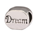 20pcs I Have Dreams Large Hole Beads, Hole ID 4.5mm, Antique Silver, Zinc Alloy Metal, MEC-C4