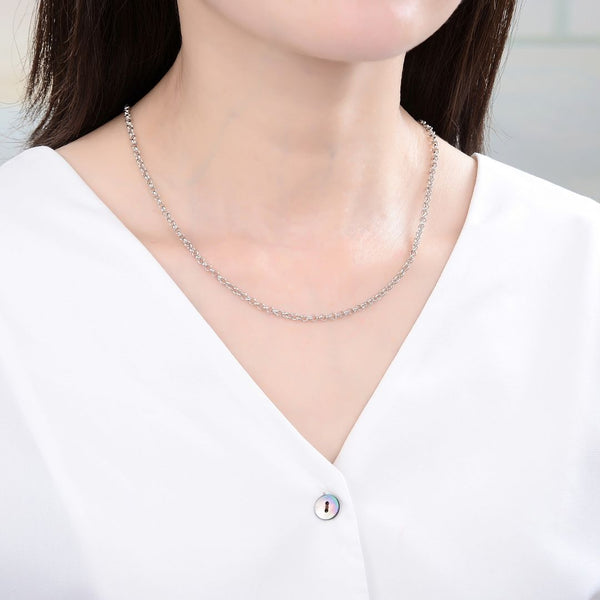 1pc 925 Sterling Silver Rolo Link Chain Necklace, Tarnish Resistant Rhodium Plated, 3mm, Sturdy Thick, Length Selections: 16/18/20/26/28 inch