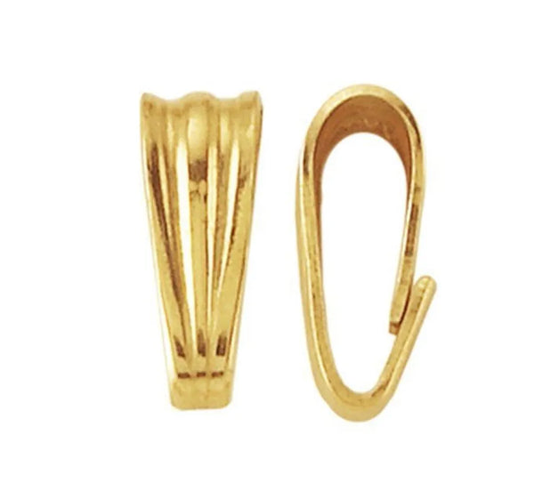 10pcs 925 Sterling Silver Snap On Bails, Real 18K Yellow Gold Plated, Size Selections: 8x2.7mm, 9x3.3mm, 13x4.2mm
