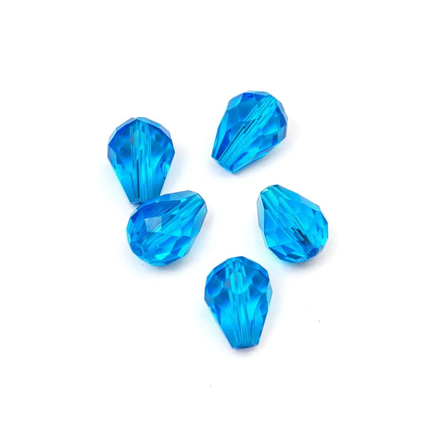 24pcs Adabele Austrian Faceted Teardrop Crystal Beads #5500, Capri Blue, 8mm x 6mm, Hole ID 1mm, SST-825