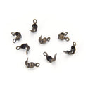 100pcs Clamshell Calotte Bead Tips, 8mm Crimp End Caps, Antique Bronze Plated Brass, 2 Closed Rings, 4mm Cup, CF48-4