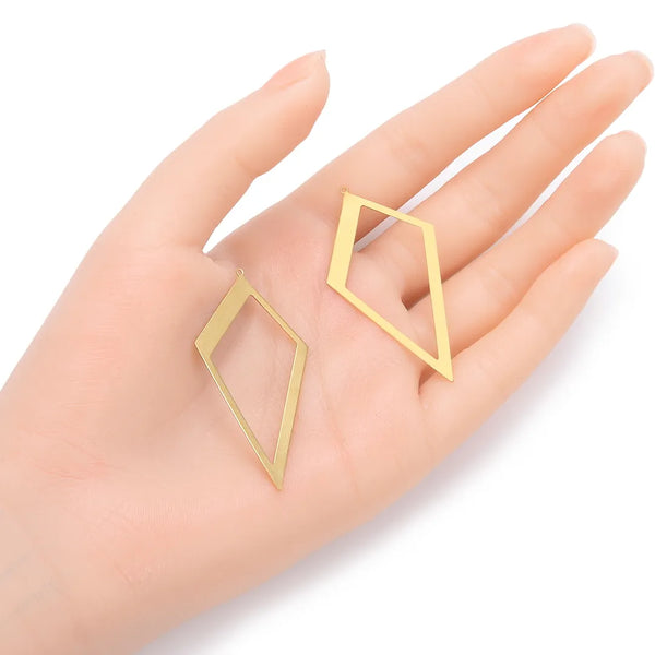 20pcs Raw Brass Large Kite Shape Pendant Drops, 51.5mm Connector, Unplated/Uncoated, CX-A32