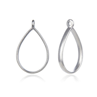 20pcs Open Back Pearl Teardrop Bezel Blanks, Pendant Base, Large Resin Mold, Silver, 34x20mm, CF288-4