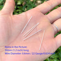 20pcs 925 Sterling Silver Flat Headpin Head Pins, 0.6mm/22 Gauge, Length Selections: 18mm/25mm/30mm/35mm