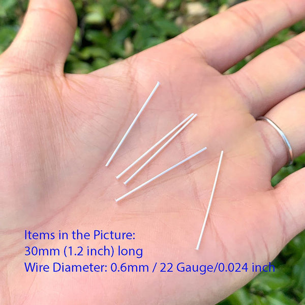 20pcs 925 Sterling Silver Flat Headpin Head Pins, 0.6mm/22 Gauge, Length Selections: 18mm/25mm/30mm/35mm