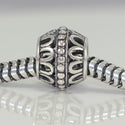 1pc Solid 925 Sterling Silver Artistic Crown Bead Charm, Compatible with Pandora All Other Charm Bracelet, EC25