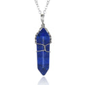 1pc Natural Blue Lapis Lazuli Gemstone Pendant Necklace, 18 Inch Surgical Stainless Steel Chain, GGP-E2