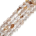 Natural Brown Copper Rutilated Quartz Gemstone Oval Tumbled Pebble Beads, Irregular, 6mm to 8mm, Hole ID 1mm, 15 Inch/1 Strand, GZ11-34