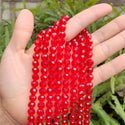 140pcs Creative Club Faceted Round Crystal Glass Beads, Light Siam Red, 8mm, Hole ID 1mm, CC2R806
