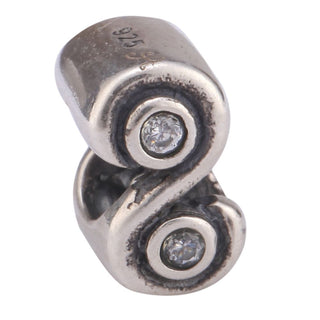 Real 925 Sterling Silver Charm, April Birthstone Bead, Cubic Zirconia CZ Clear Gemstone,...