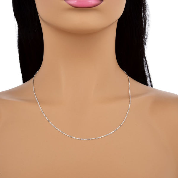 1pc 925 Sterling Silver Diamond Cut Flat Cable Link Chain Necklace, 1.5mm, Length Selections: 18/20/22/24/26 inch