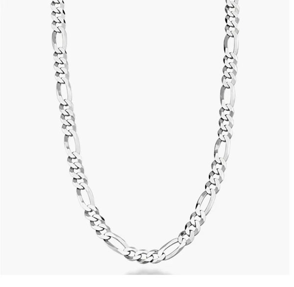 5pcs 304 Stainless Steel 4.7mm Diamond-Cut Figaro Chain Necklaces (18 Inch/20 Inch/22 Inch)