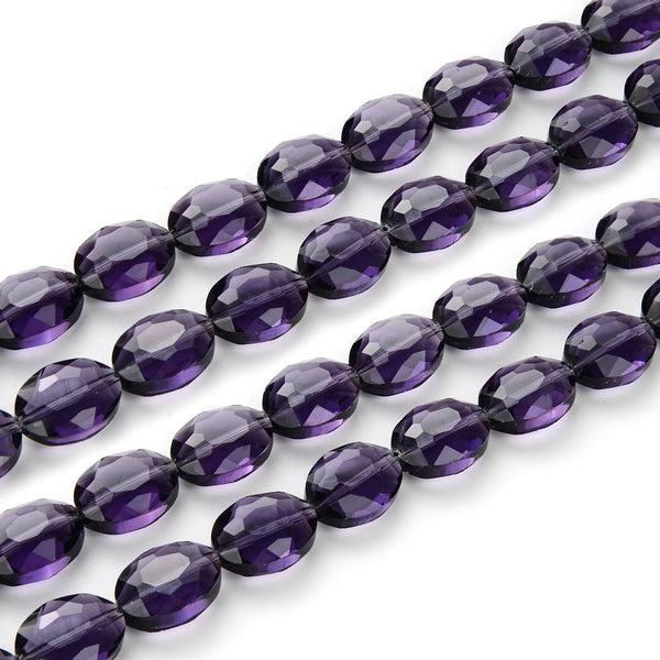 50pcs Creative Club Faceted Flat Oval Crystal Beads, Amethyst Purple, 16x12mm/Large, Hole ID 1.1mm, CCO-27