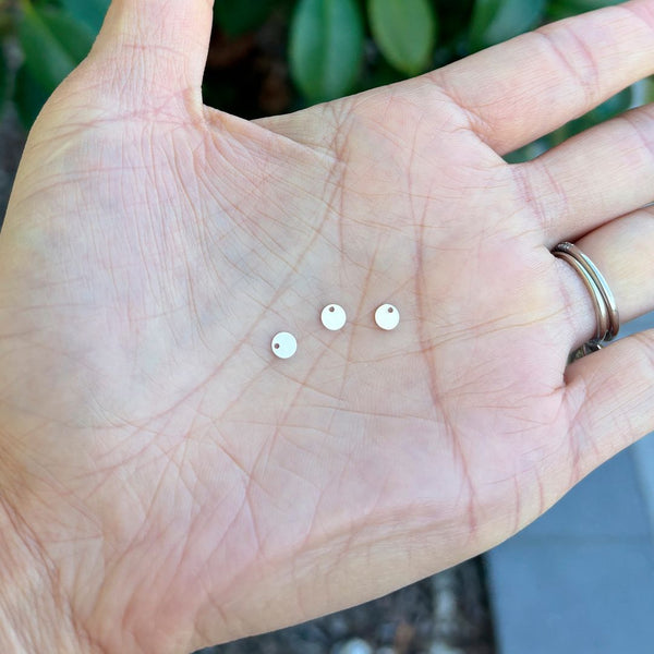 20pcs Real 1/20 14K Gold Filled Small Round Stamping Blank Disc Drops, 4mm, Hole ID 0.9mm, JK17-A4