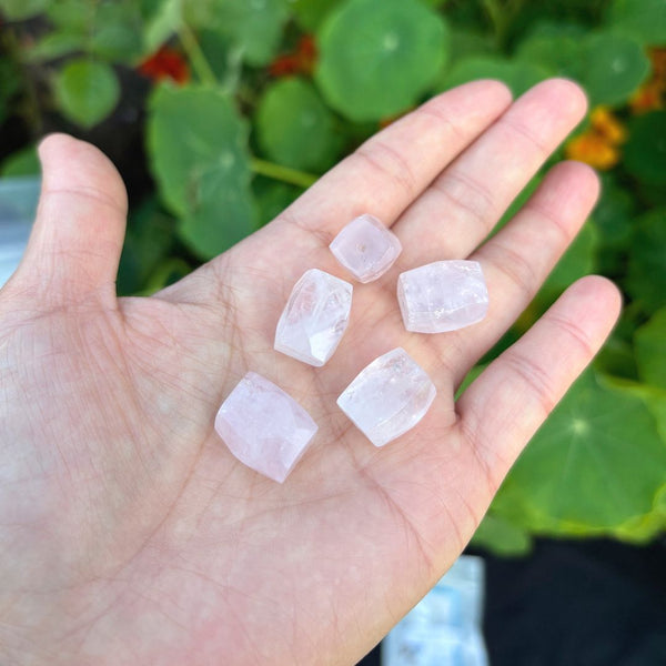 10pcs Natural Rose Quartz Pink Crystal Gemstone Faceted Cylinder Tube Beads, 12-18mm, Hole ID 1mm, GZ9-1