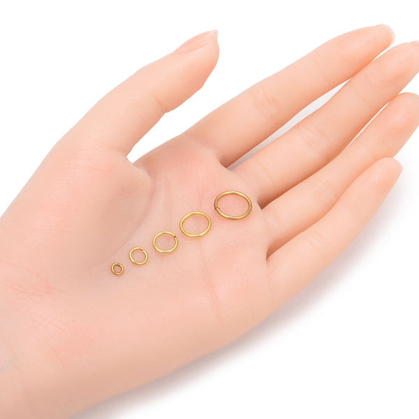 100pcs Raw Brass Open Jump Rings, O Ring Connector, Unplated/Uncoated, 1mm/18 Gauge, Size Selections: 10mm/12mm