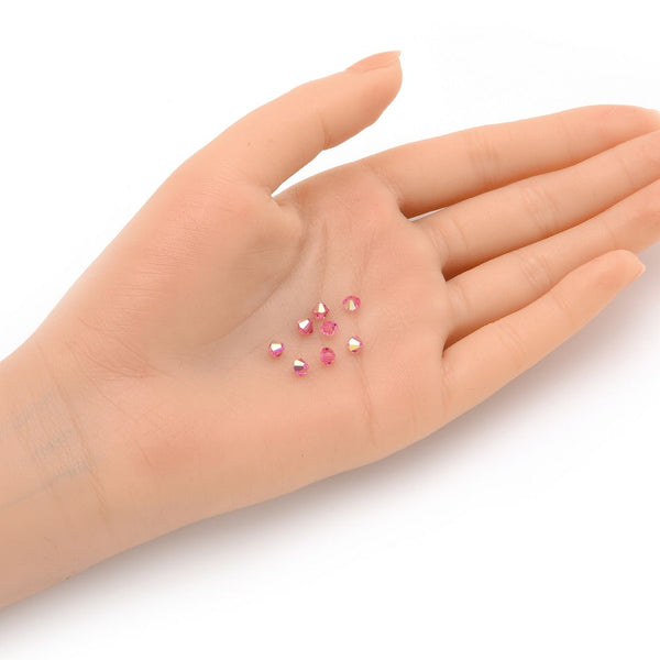 100pcs Preciosa Faceted Bicone Crystal Beads, Rose AB, Size Selections: 3mm/4mm/6mm