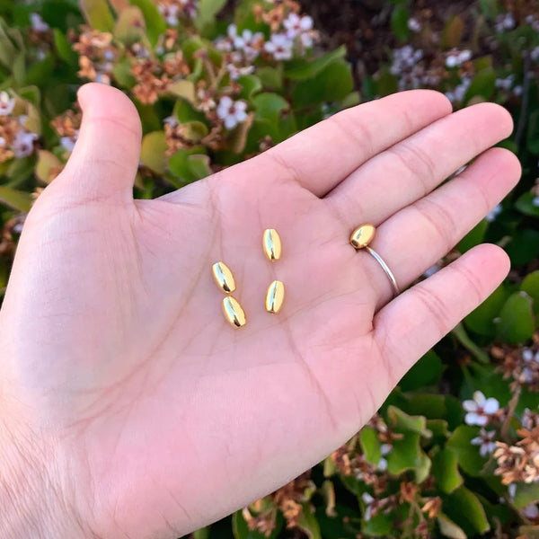 10pcs 925 Sterling Silver Oval Rice Beads, Real 18K Yellow Gold Plated, 8x6mm, Hole ID 2.2mm, SS111-8