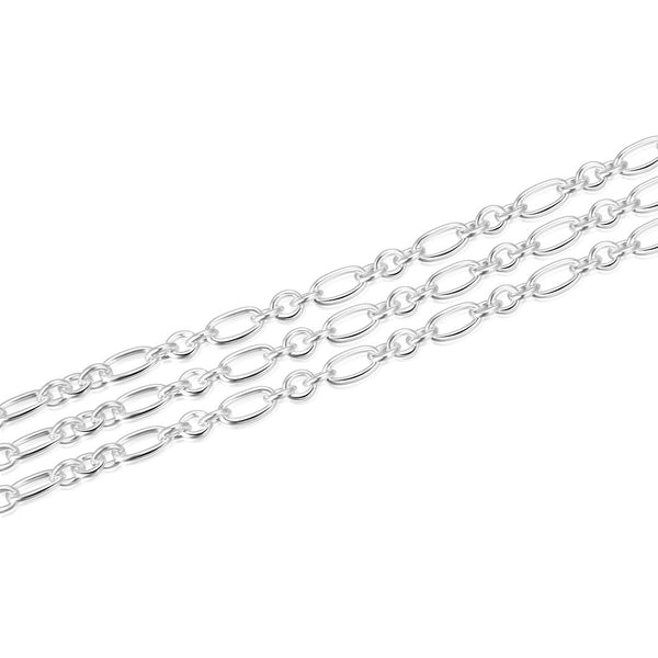 5 Feet 925 Sterling Silver Unfinished Long Short Oval Chain Links, 2.7mm, SSK-F1