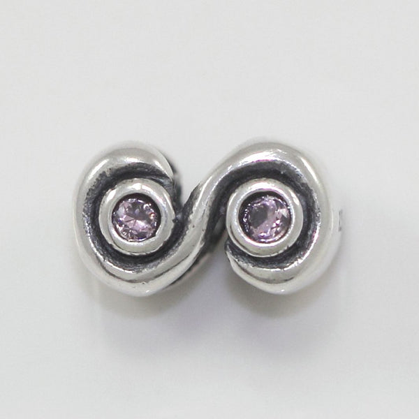1pc Real 925 Sterling Silver Charm, October Birthstone Bead, Cubic Zirconia CZ Pink Tourmaline Gemstone, Compatible with Pandora all Other Charm Bracelets, EC419