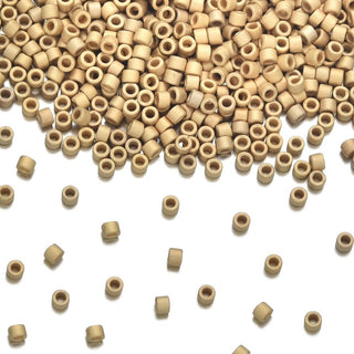 30g Miyuki Delica 11/0 Seed Beads, Matte 24Kt Light Gold-Plated DB334
