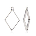 20pcs Open Back Diamond Rhombus Bezel Blanks, Pendant Base, Large Resin Mold, Antique Silver, 39x25mm, CF286-1