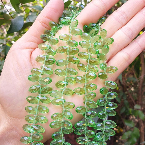 200pcs Creative Club Faceted Teardrop Briolette Crystal Glass Beads, Pendant Drop, Peridot Green, 12x6mm, Hole ID 1mm, CCT2-16