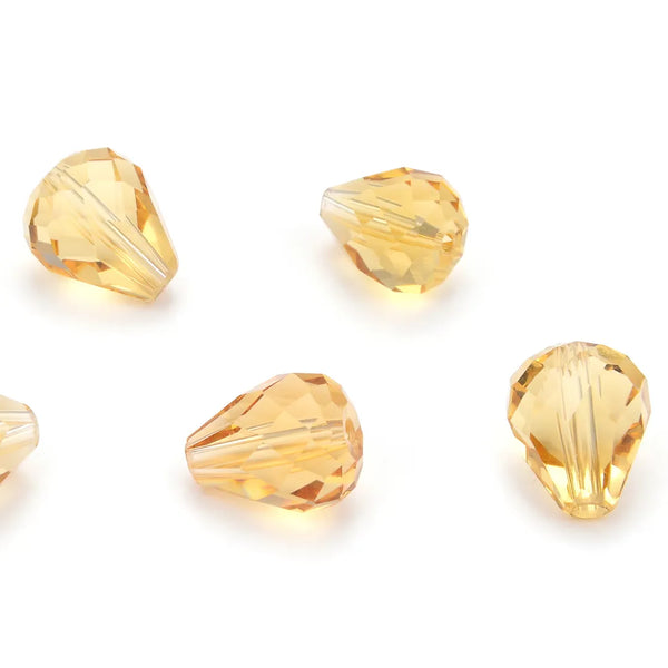 24pcs Adabele Austrian Faceted Teardrop Crystal Beads #5500, Golden Champagne, 12mm x 10mm, Hole ID 1.2mm, SST-1228