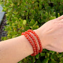 1 Strand Stretch Natural Carnelian Beaded Gemstone Bracelet, 6mm Beads, Length Selections: 7 inch/7.5 inch/8 inch
