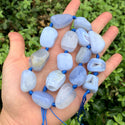 Natural Polished Blue Lace Agate Gemstone Beads, Large Drilled Nugget Chakra Gems Stone Spacer 15 Inch GA-C5