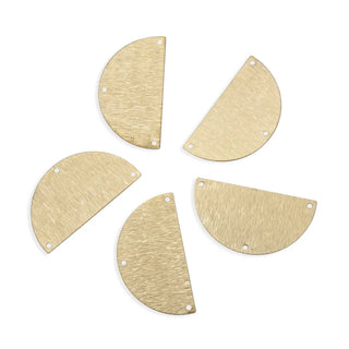 20pcs Brushed Raw Brass Large Half Round Semicircle Connector Link, 3-Hole, 35mm, Unplated/Uncoated, CF-A10