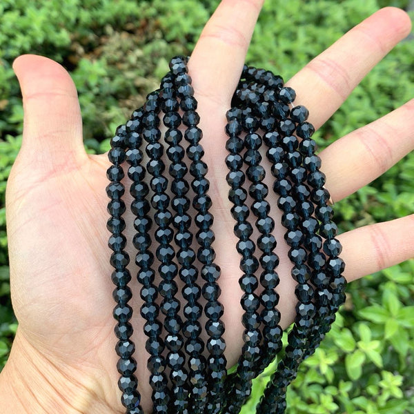 200pcs Creative Club Faceted Round Crystal Glass Beads, Dark Sapphire, 6mm (0.24 inch), Hole ID 1mm, CC2R620