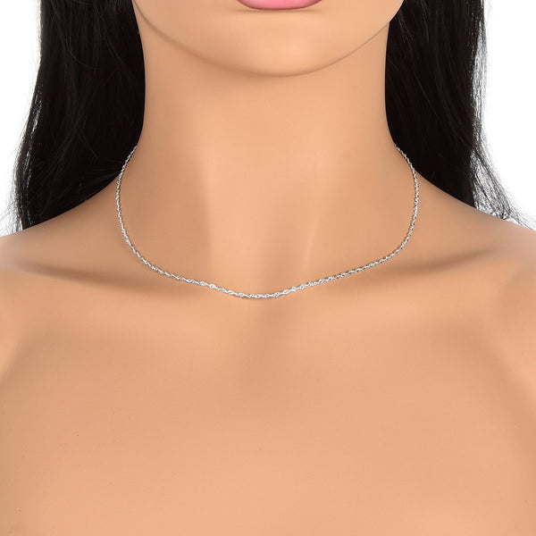 1pc 925 Sterling Silver Singapore Link Chain Necklace, 1.4mm, Length Selections: 18 inch/20 inch/22 inch
